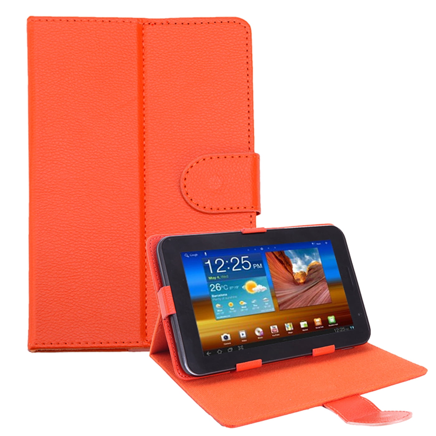 HDE Universal 7 Inch Tablet Leather Folio Cover Multi Angle Stand for RCA Voyager II Pro (Orange) - Walmart.com
