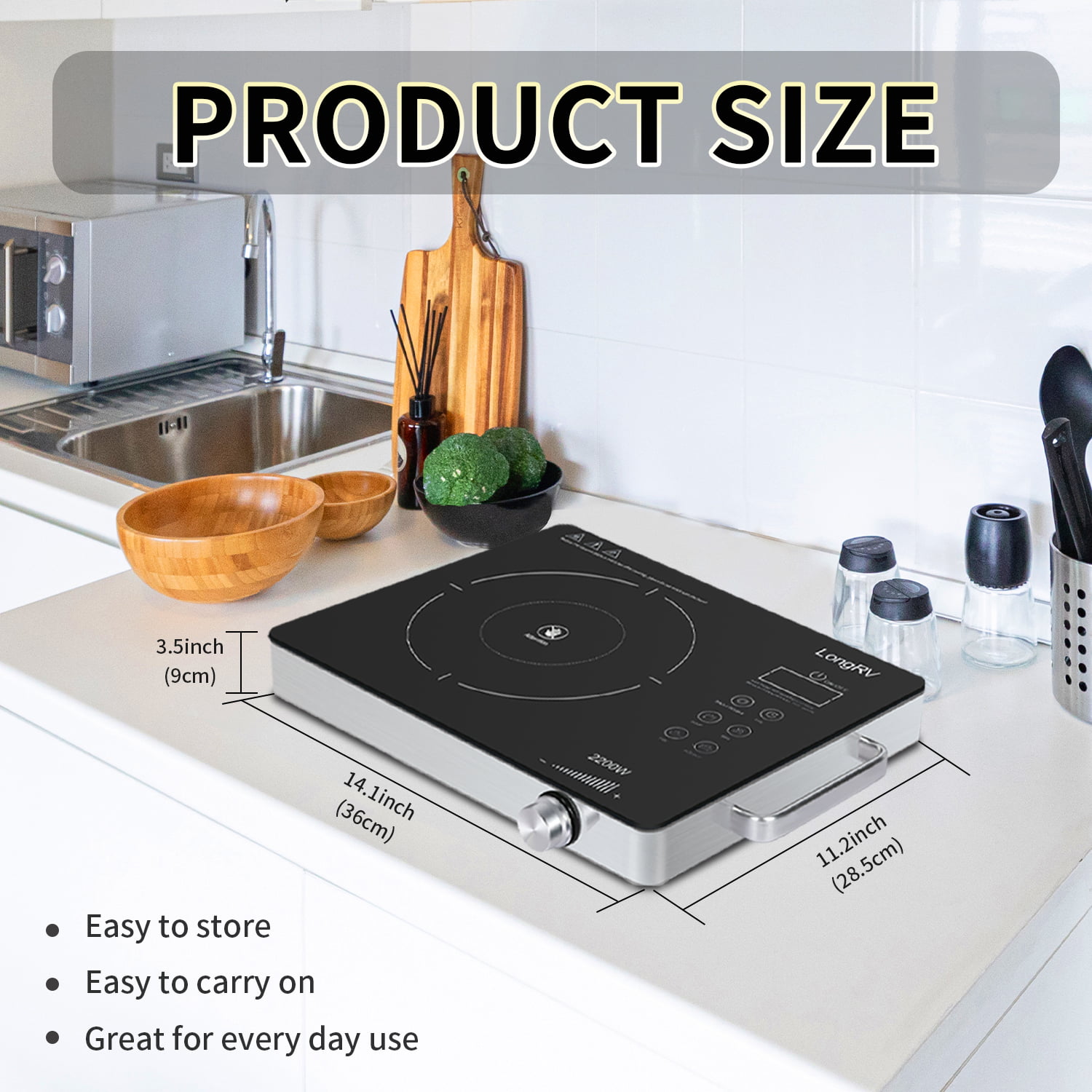 220V 2200W Portable Induction Cooktop Burner Countertop Cooker Hot Pot  Stove NEW