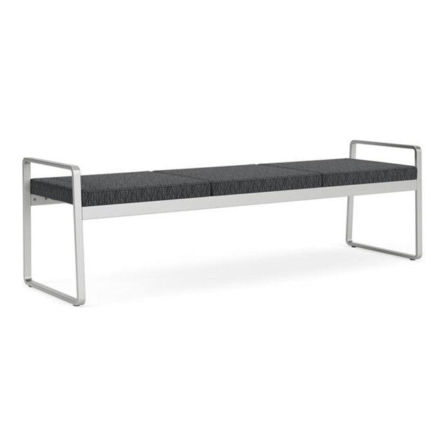 Banc d'Attente de Réception Gansett en Acier à 3 Places / Acier Argenté / Gris Foncé