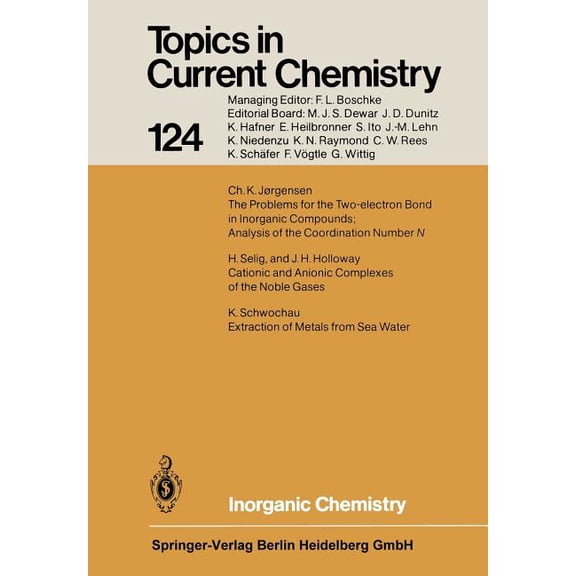 Topics in Current Chemistry Inorganic Chemistry, Book 124, (Paperback)