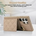 thumbnail image 5 of Back Case for Samsung Galaxy S24 Ultra, Stylish Slim Fit Card Holder Kickstand Finger Ring Crossbody Strap, PU Leather + TPU Durable Shockproof Protective Phone Case Cover for Women Girls - Khaki, 5 of 9