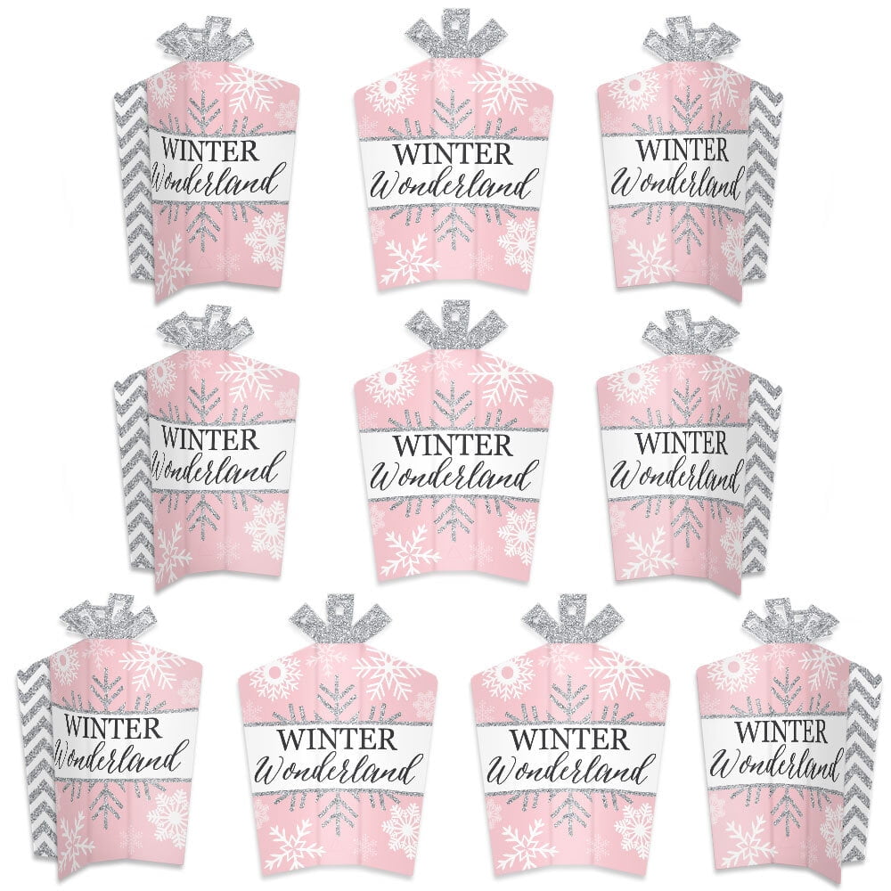 Pink Winter Wonderland - Table Decorations - Holiday Snowflake Birthday Party and Baby Shower Fold and Flare Centerpieces - 10 Count