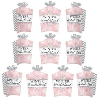 Big Dot of Happiness Pink Winter Wonderland - Holiday Snowflake Birthday Party and Baby Shower Clear Goodie Favor Bags - Treat Bags with Tags 12 ct