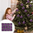 thumbnail image 2 of 12 PCS Xmas Decorative Hanging Ornaments, Boxed Christmas Tree Pendant, Velvet Christmas Ornaments, Flocked Velvet Christmas Tree Balls, Flocked Xmas Balls, Plastic Balls for Home Decor (Purple), 2 of 9