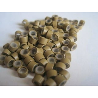 100 PCS 5mm Dark Brown Silicone Lined Micro Links Rings Beads for  Installation for Feather and Hair Extensions