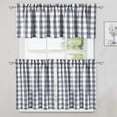 thumbnail image 2 of GlowSol Kitchen Valance Curtains for Kitchen Cafe Buffalo Check Gingham Pattern Window Curtains, Gray, 52"W x 15"L, 2 of 9