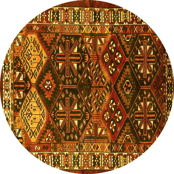 Ahgly Company Indoor Round Persian Yellow Traditional Area Rugs, 6' Round