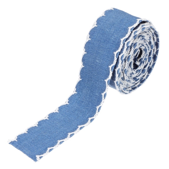Uxcell 1" Denim Ribbon 2 Roll 4 Yard Layering Jean Fabric Craft Wavy Edge Strip for Bow DIY Making Hair Clip Sewing, White