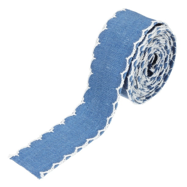 Uxcell Cinta de Mezclilla de 1" 2 Rollos 4 Yardas Cinta de Tela de Jean con Borde Ondulado para Hacer Lazos DIY, Blanco