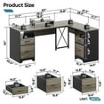 thumbnail image 5 of Bestier L Shaped Desk with 4 Drawers, 63" x 47" Executive Office Desk with Monitor Stand, Gray, 5 of 10