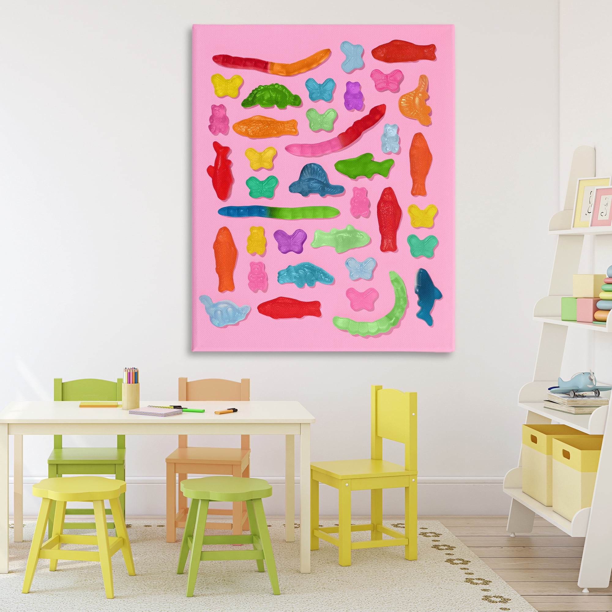 Stupell Industries Pink Gummy Animal Collage Canvas Wall Art, design by LISH Creative