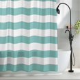 thumbnail image 2 of Classical Stripe Fabric Shower Curtain Teal Blue Washable Shower Curtains for Bathroom, Waterproof Bath Curtain with Hooks Home Decor 72x72in, 2 of 8
