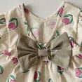 thumbnail image 6 of Teylalorva Girls Floral Dress, Short Sleeve Cute Bow Flowy A-Line Summer Casual Midi Dress Beige Size 2, 6 of 7