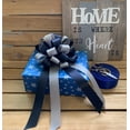 thumbnail image 4 of Navy Blue and Silver Pull Bows - 8" Wide, Set of 6, Wedding, Christmas, Decoration, 4 of 6