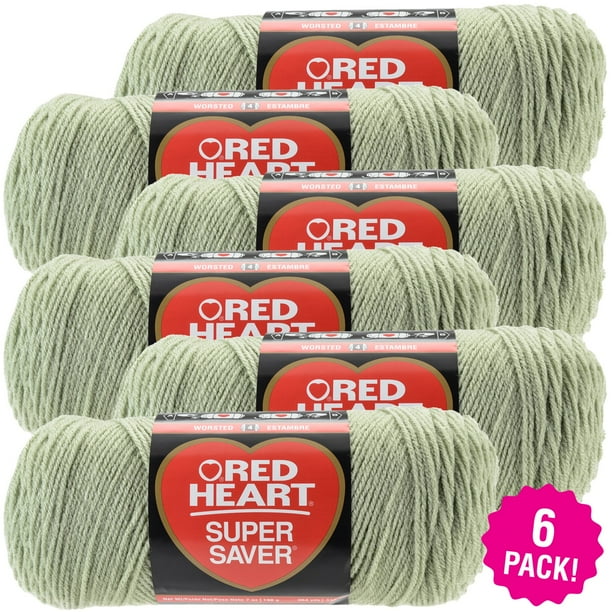 Red Heart Super Saver Yarn Frosty Green, Multipack of 6