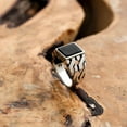thumbnail image 3 of Vintage Men's Black Onyx Titanium Ring Cuban Chain Pattern Woven Ring, 3 of 4