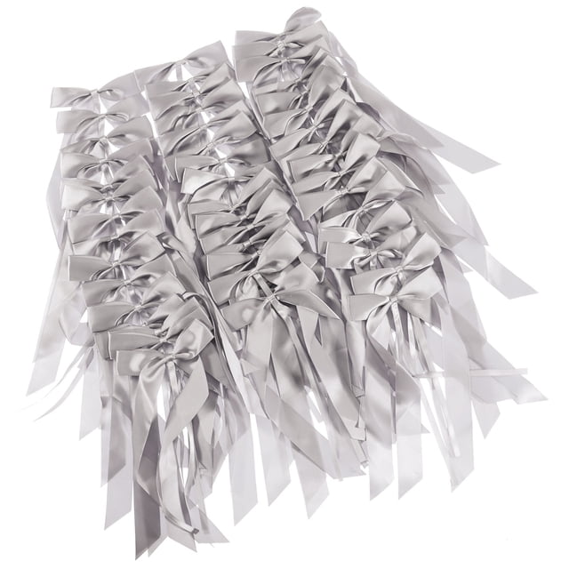 MasteelfCA 25pcs Bow Ribbon Wedding Car Decor Bow for Wedding Party Gathering (Grey)