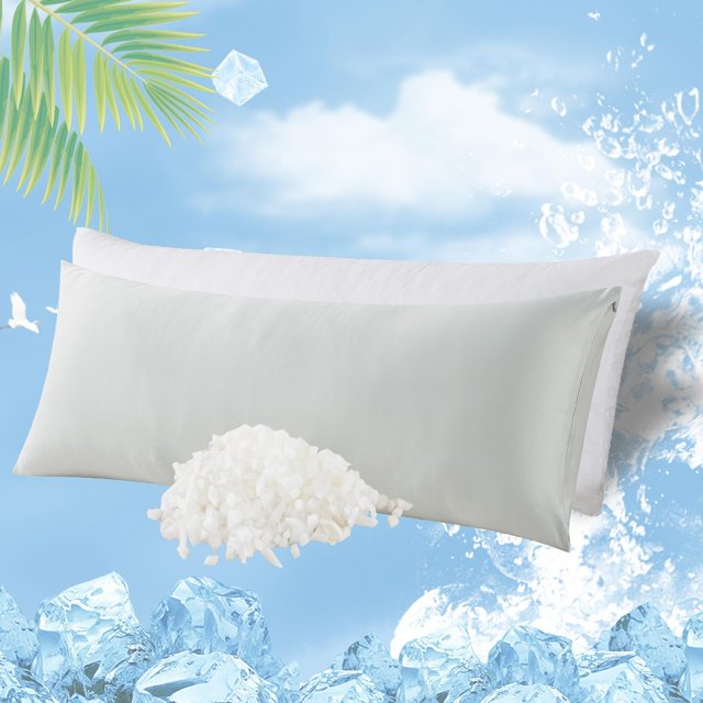 Almohada corporal viscoelástica WhatsBedding, funda refrescante, color gris hielo
