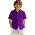 thumbnail image 2 of TIREOW Kids Boys Short Sleeve Dress Shirt Solid Color Button Down Shirt Summer Comfortable Casual Shirt Tops, 2 of 8