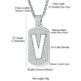 thumbnail image 2 of FindChic Dog Tag Initial V Pendant for Women Men, Platinum Plated Cubic Zirconia Necklaces Birthday Anniversary Jewelry Gifts for Him Husband, 2 of 8
