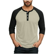 2025 Henley Shirts for Men Raglan 3/4 Sleeve Baseball TShirts Fall Casual Cotton Sport Athletic Tee Tops