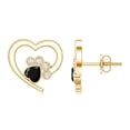 thumbnail image 4 of Rosec Jewels Black Onyx Paw Stud Earrings with Screw Back - AAA Quality - Heart Shape Black Onyx with Diamond - with Jewelry Box, 10K Yellow Gold, 4 of 7