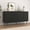 Black, variant on Rumiiro 59" Modern Buffet Cabinet with Legs Walnut, 4-Door Storage, Anti-Fingerprint Coating, Soft-Close Hinges, No Handle