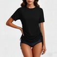 thumbnail image 4 of Lopecy-Sta Women's Swim Shirt Short Sleeve Round Neck Side Drawstring Quick Dry Top for Swimming and Beach Activities, 4 of 12