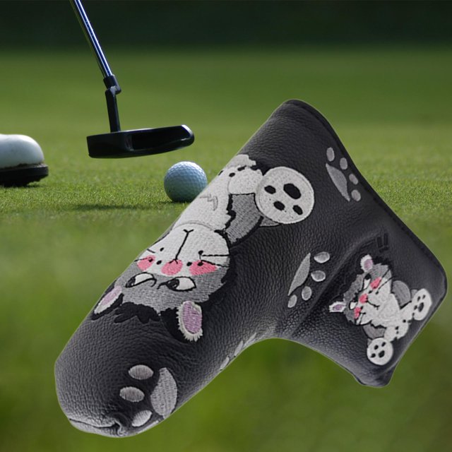 Cubierta de la cabeza del palo de golf shamjiam PU Golf Mallet Putter Head Cover Negro en forma de L