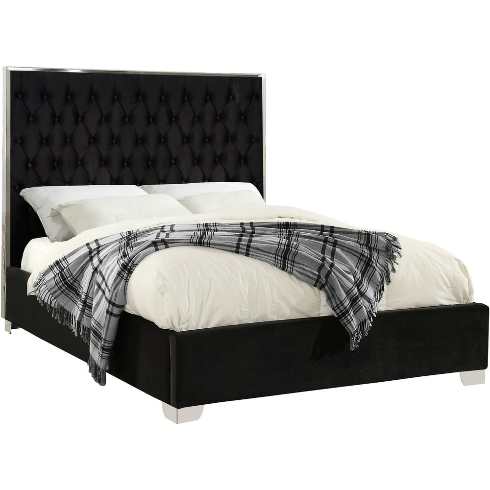 Lexi Black Velvet King BedColorBlack Velvet,StyleContemporary