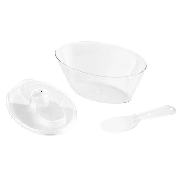 Plastic Food Cups - Stackable With Built-In Spork - Oval - Clear