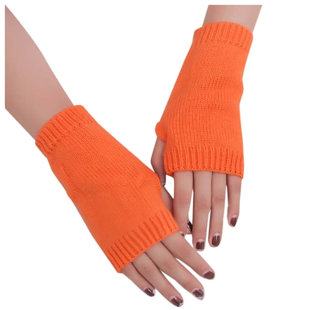 AWZXDE Womens Gloves Winter Solid Color Knitted Keep Warm Soft Arm Fingerless Mitten