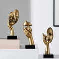 thumbnail image 4 of Nordic Statue Abstract Resin Desktop Ornaments Sculpture Figurines Face Character Art Crafts Office Home Decoration A Resin Gold, 4 of 6
