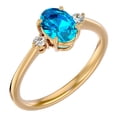 thumbnail image 2 of SuperJeweler 1 1/2 Carat Oval Shape Blue Topaz and Two Diamond Ring In 14 Karat Yellow Gold For Women, 2 of 6