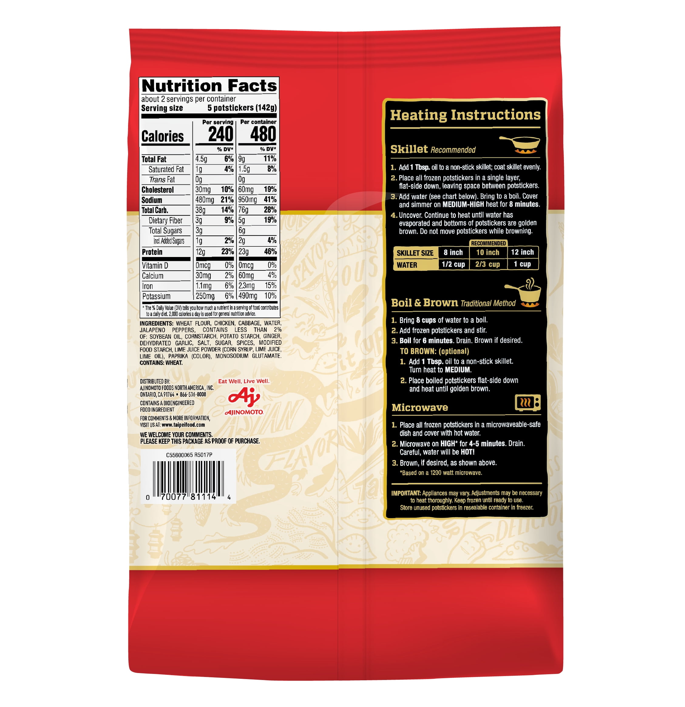 Tai Pei Flaming Chicken Potstickers, Frozen Asian Appetizers, 10 oz