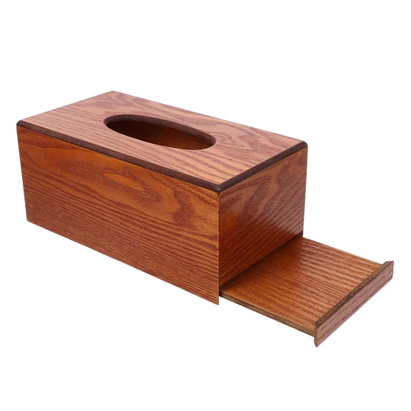 Solid Wood Paper Box Facial Tissue Cover Remote Control Ca- Rectangle Holder Office Napkin Wooden Towel Decor