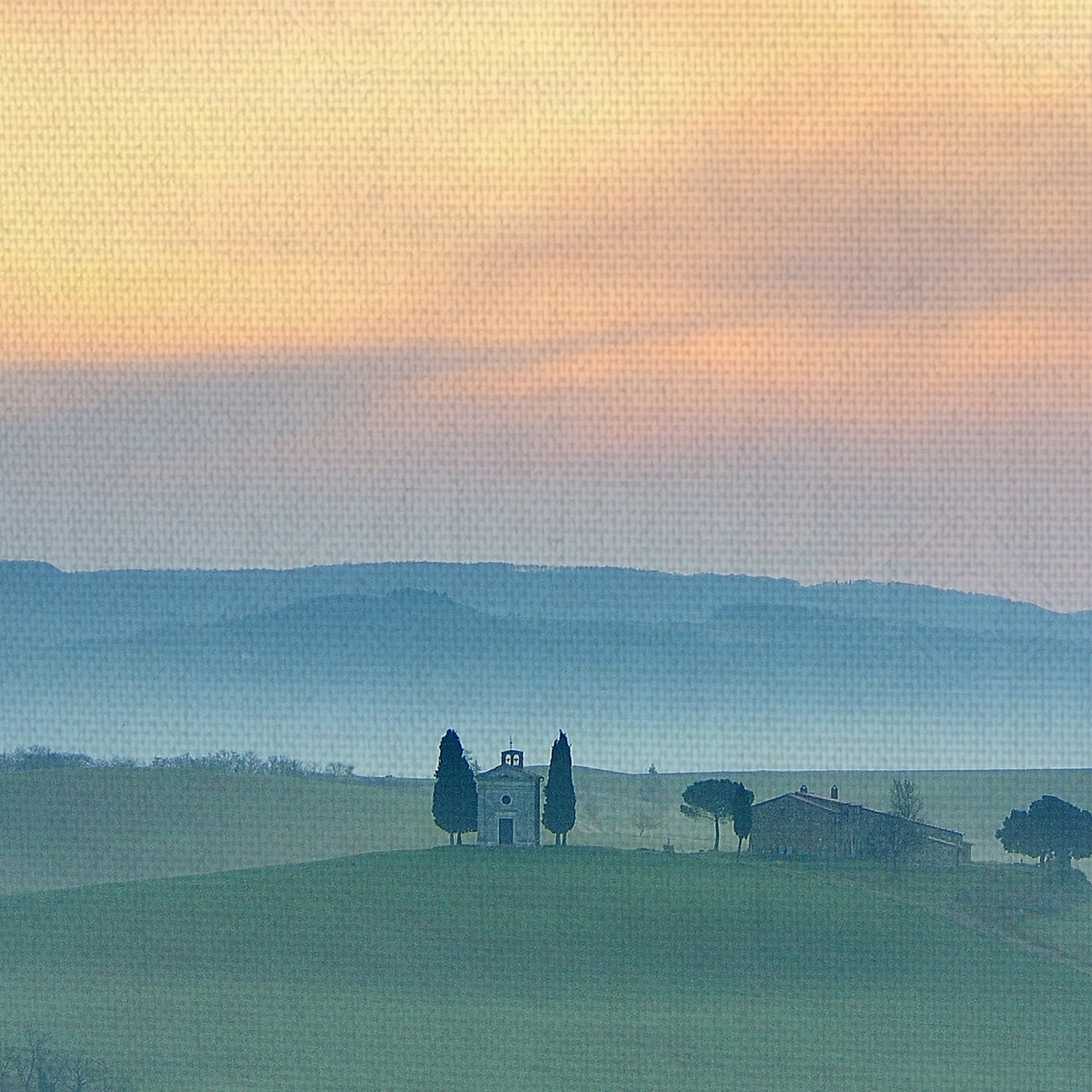 Masterpiece Art Gallery Capella di Vitaleta Misty Landscape By Andy Mumford Canvas Art Print 24" x 36"
