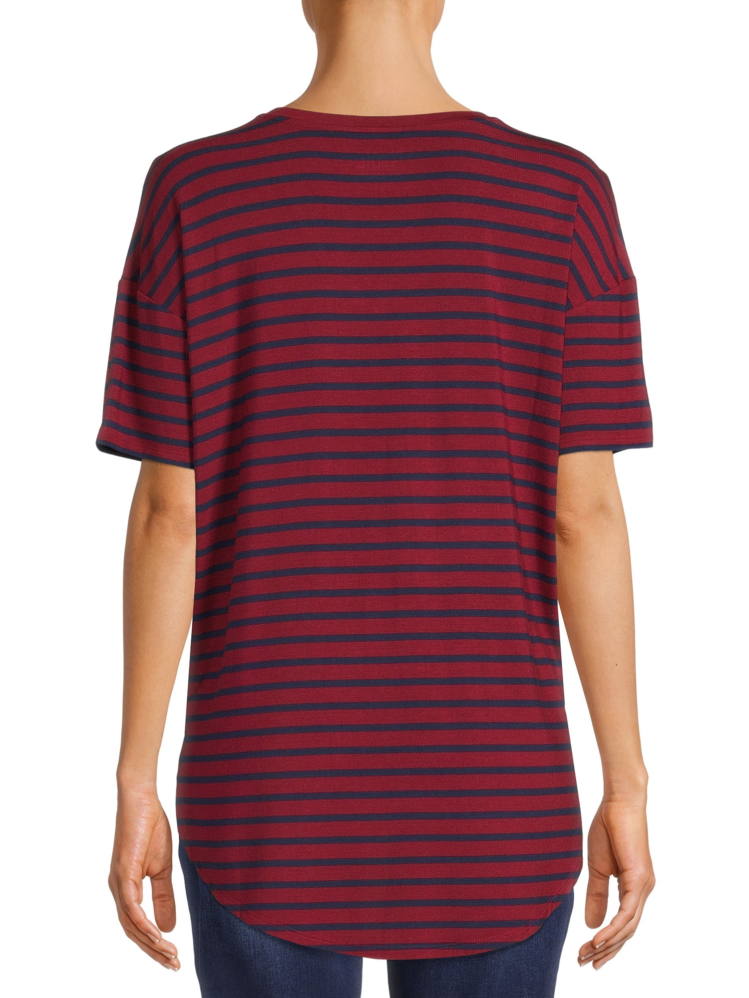 Time and Tru Women's V-Neck Tunic T-Shirt, 2-Pack