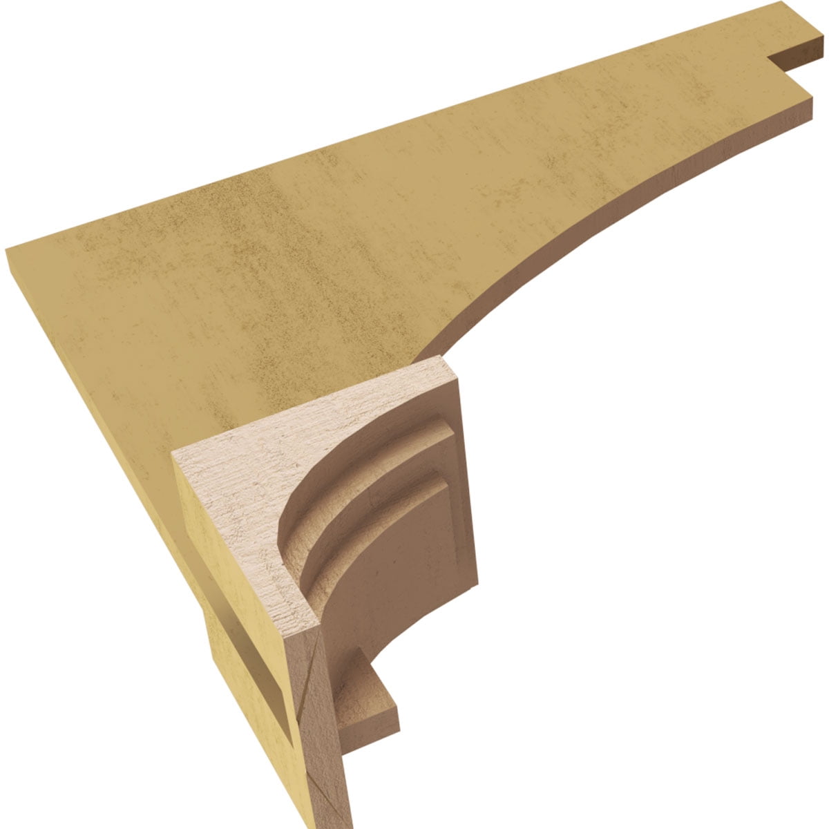 4"W x 4"D x 4"H Wide Rockford Rough Cedar Woodgrain TimberThane Corbel, Primed Tan