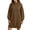 Brown 20, variant on Karymi Spring Dresses Solid Oversized Hoodie Dress, V Notch Neck Lantern Puff Long Sleeve Kangaroo Pocket Elastic Hem Sweatshirt Tunic Dress