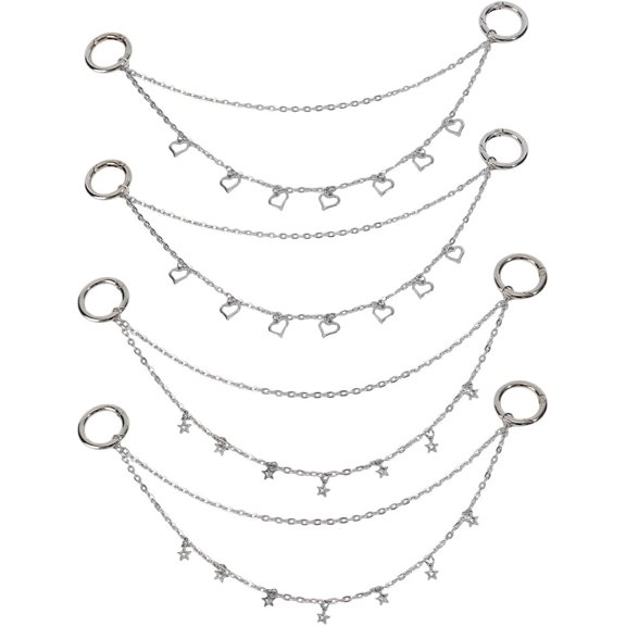 1set Iron Boot Strap Chains with 304 Stainless Steel & Alloy Spring Gate Rings 275mm