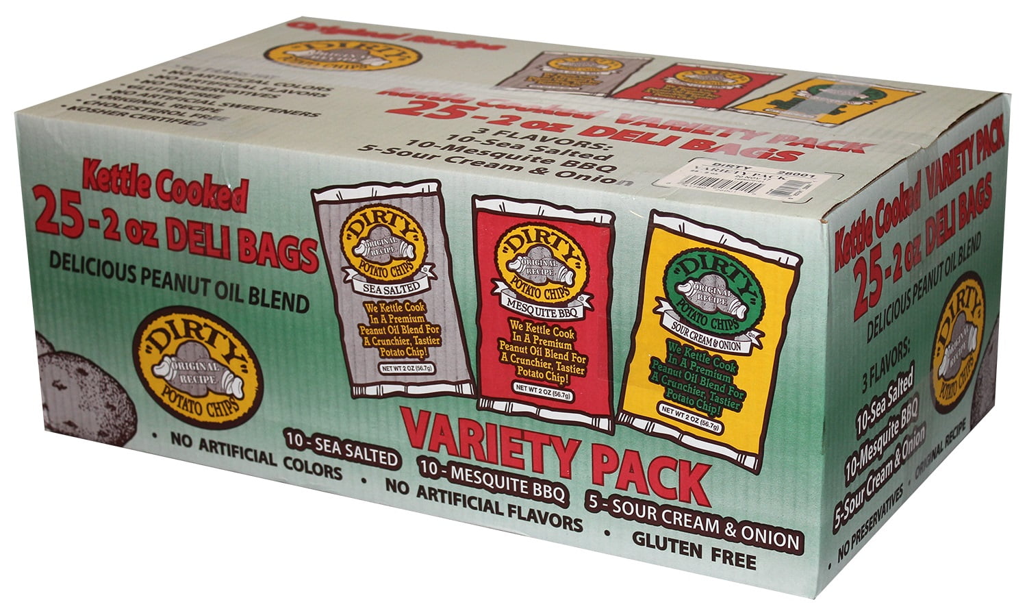 Dirty Kettle Chips, Variety Pack, 2 oz, 25 Count