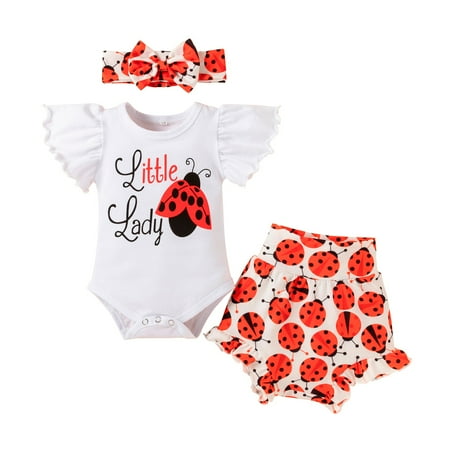 

Baby Boys Girls Summer Outfits Letter Pattern Short Sleeve Bodysuit Romper Tops Cartoon Shorts Pants Headband 3PCS Clothes Set