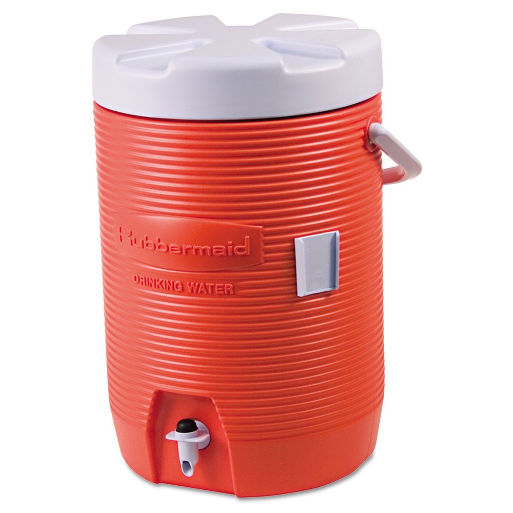 Rubbermaid Commercial Insulated Beverage Container, 3gal, 11" dia x 16 7/10h, Orange/White