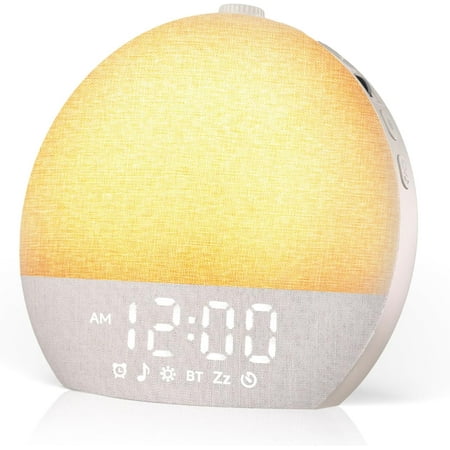 Sunrise Alarm Clock White Noise Sound Machine for Bedroom | Natural Wake-Up Light with 30 Soothing Sleep Aids, Bluetooth Speaker, Dimmable Clock, Screen-Free Design for Baby Adults Kids-Khaki