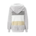 thumbnail image 4 of POIUYTR Womens Fuzzy Fleece Jacket Oversized Color Block Sherpa Hoodies Winter Warm Zip Up Outerwear Coat With Pockets, 4 of 5