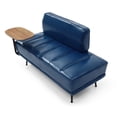 thumbnail image 4 of 55"Inch Width Modern End of Bed Bench, Black Faux Leather Upholstered Sofa with Side Table, Upholstered Couch with Backrest, 60-degree Swivel Tray Couch, Entryway Ottoman with Metal Legs, Blue, 4 of 8