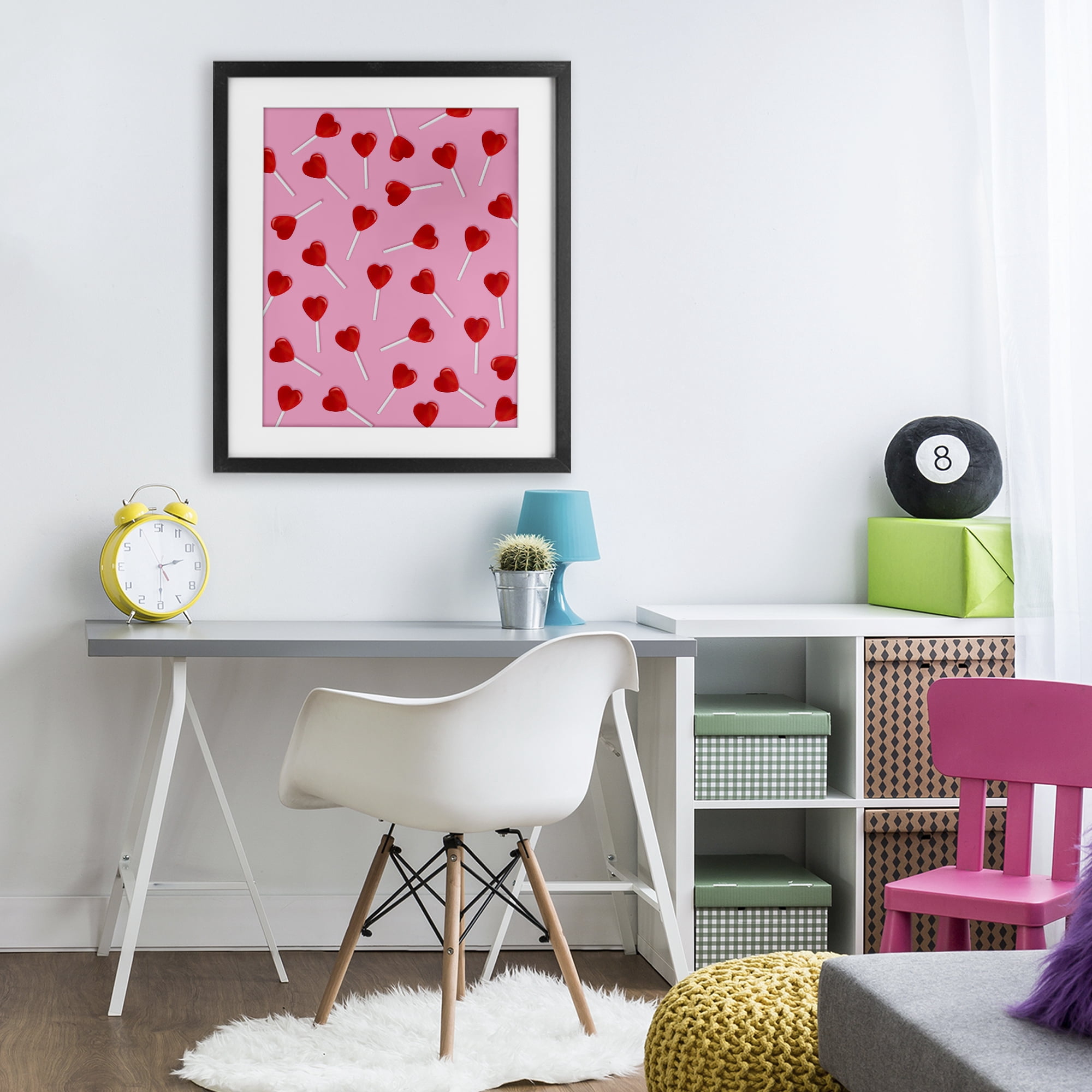 Stupell Industries Heart Lollipop Pattern Black Framed Print Under Glass, design by LISH Creative