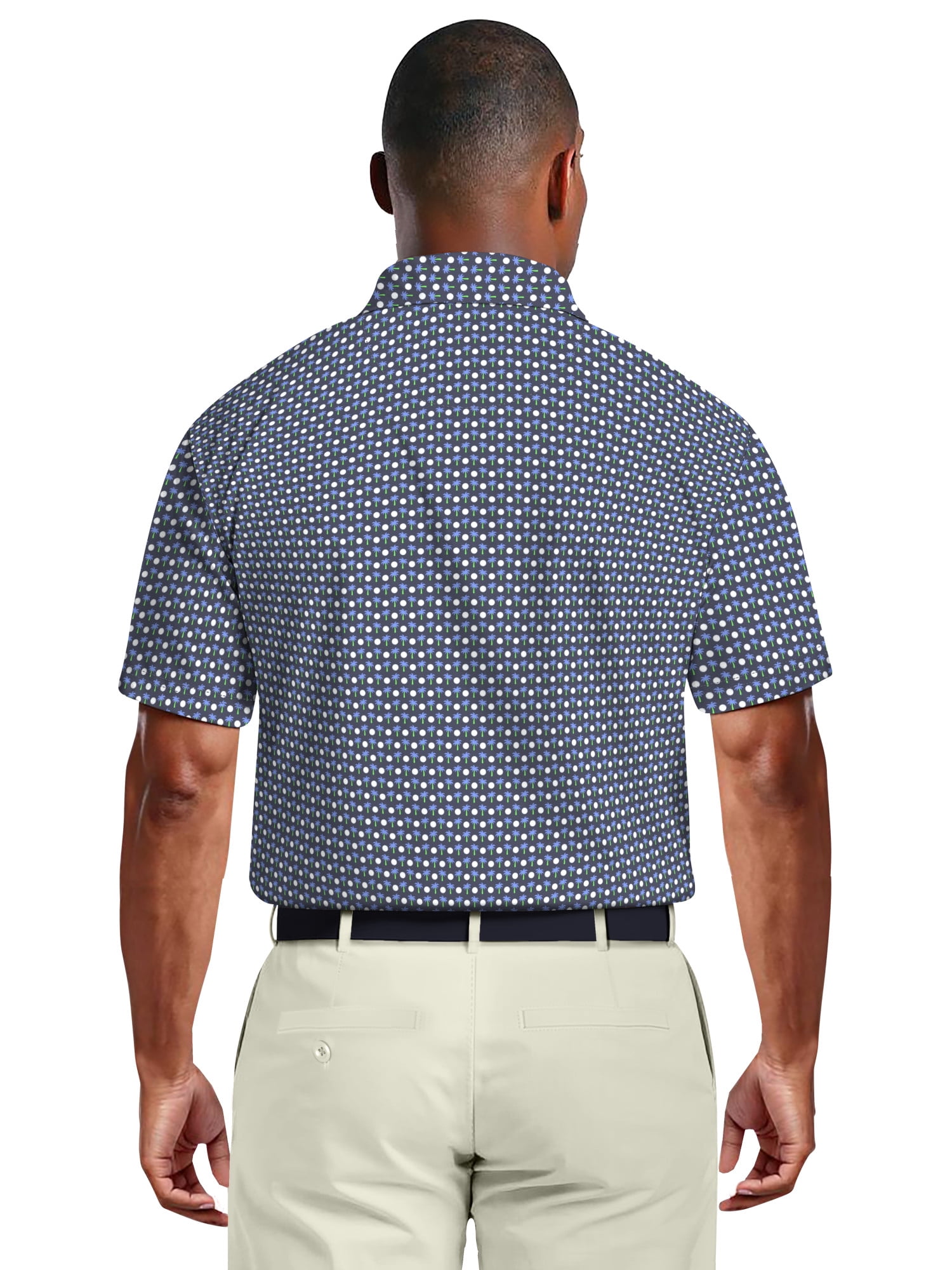 Ben Hogan Men's & Big Men's Performance Palm Tree Golf Ball Short Sleeve Polo Shirt, Sizes S-5XL