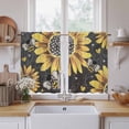 thumbnail image 2 of Sunflower Bee Kitchen Curtains, Black Yellow Farm Flower Spring Summer Light Filtering Window Curtain Panels, 2Pcs Rod Pocket Window Treatments Set for Cabin Bathroom Bedroom 52x45 Inches, 2 of 9